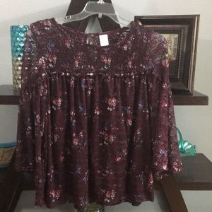 Burgundy lace blouse